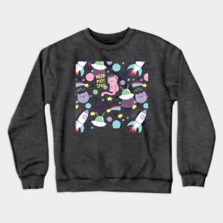 Stars, Rockets and Cats, Oh My! Crewneck Sweatshirt